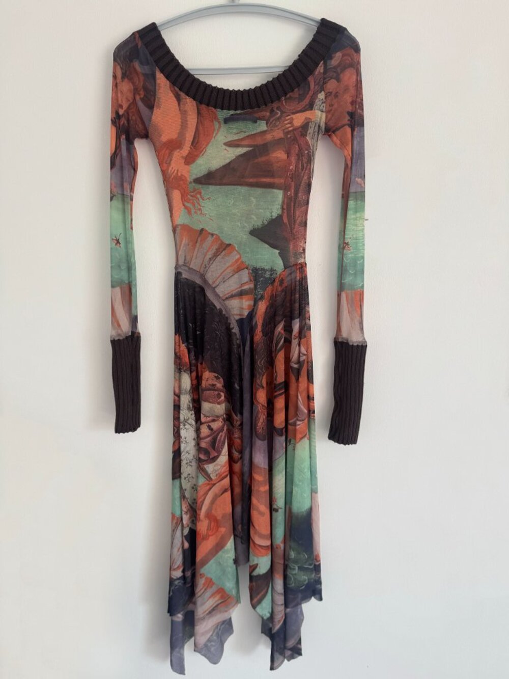 Jean Paul Gaultier birth of Venus mesh long sleeve dress